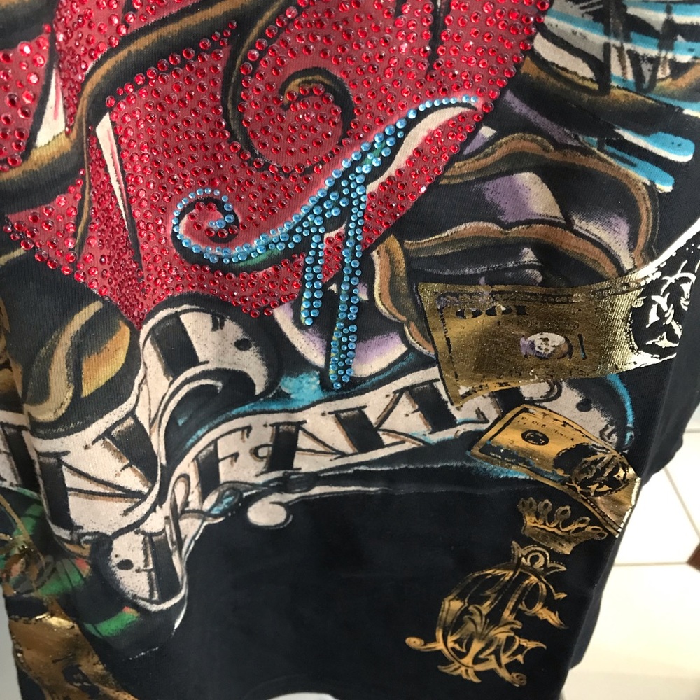 Christian Audigier -Ed Hardy Rhinestone Tee L - Picture 5 of 6